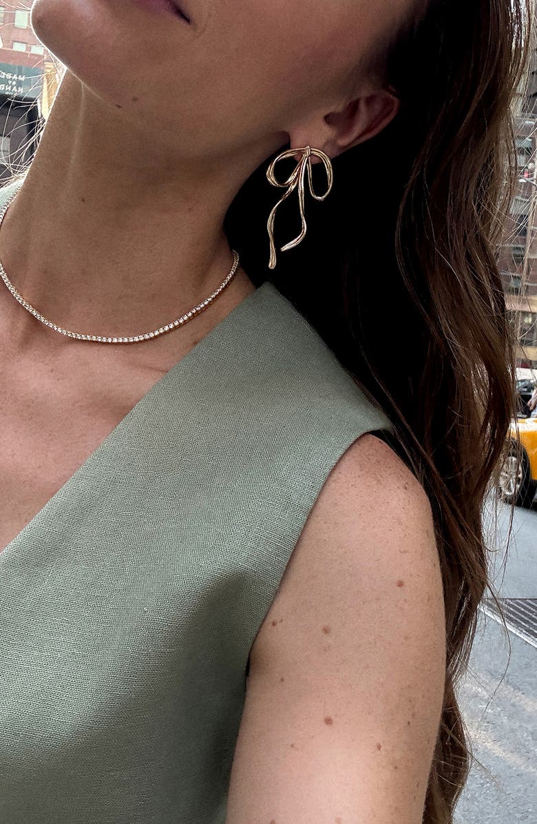 BaubleBar Louisa Bow Stud Earrings, Alternate, color, Gold