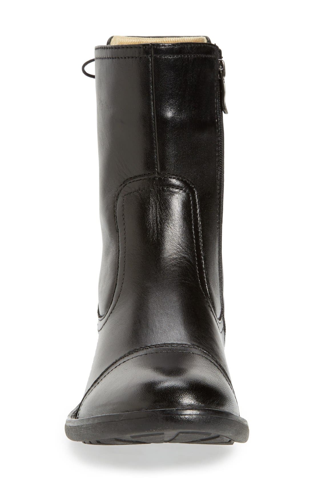 'Tapei' Lace Back Boot, Alternate, color, BLACK LEATHER