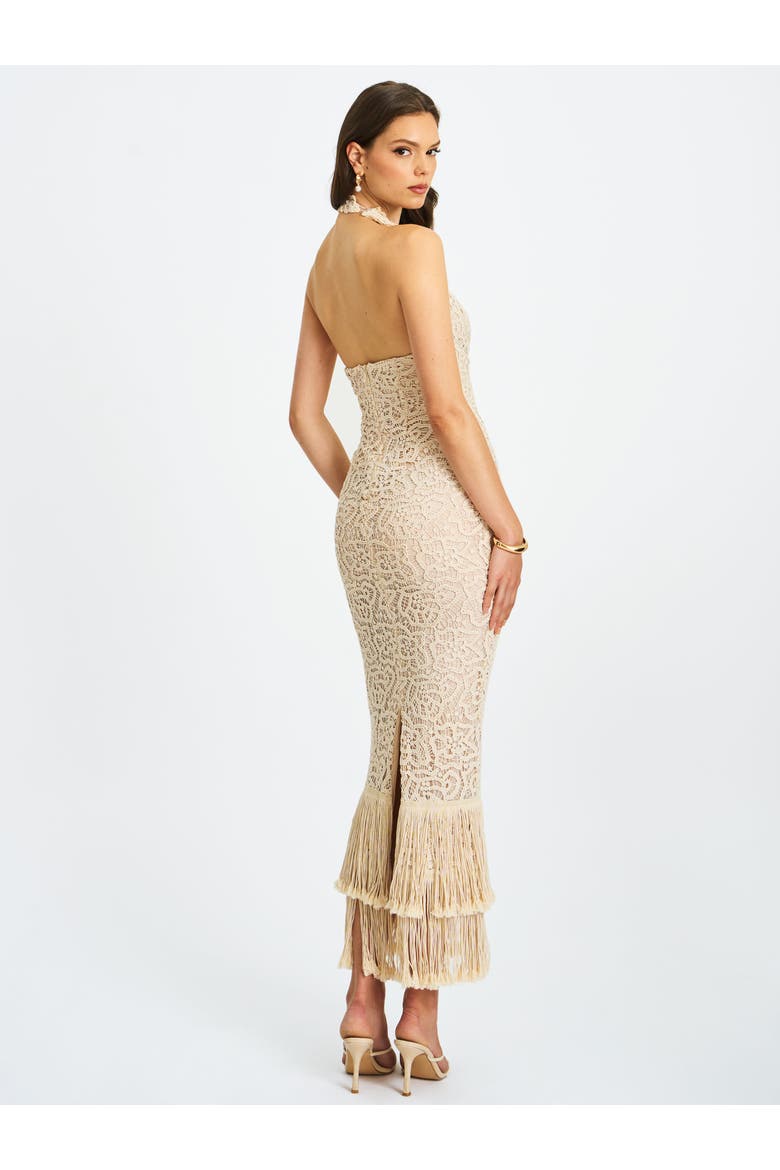 Faelyn Double Fringe Crochet Halter Maxi Dress, Alternate, color, Off-white