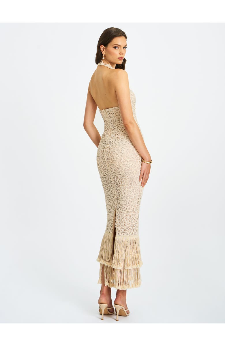 Miss Circle Faelyn Double Fringe Crochet Halter Maxi Dress, Alternate, color, Off-White