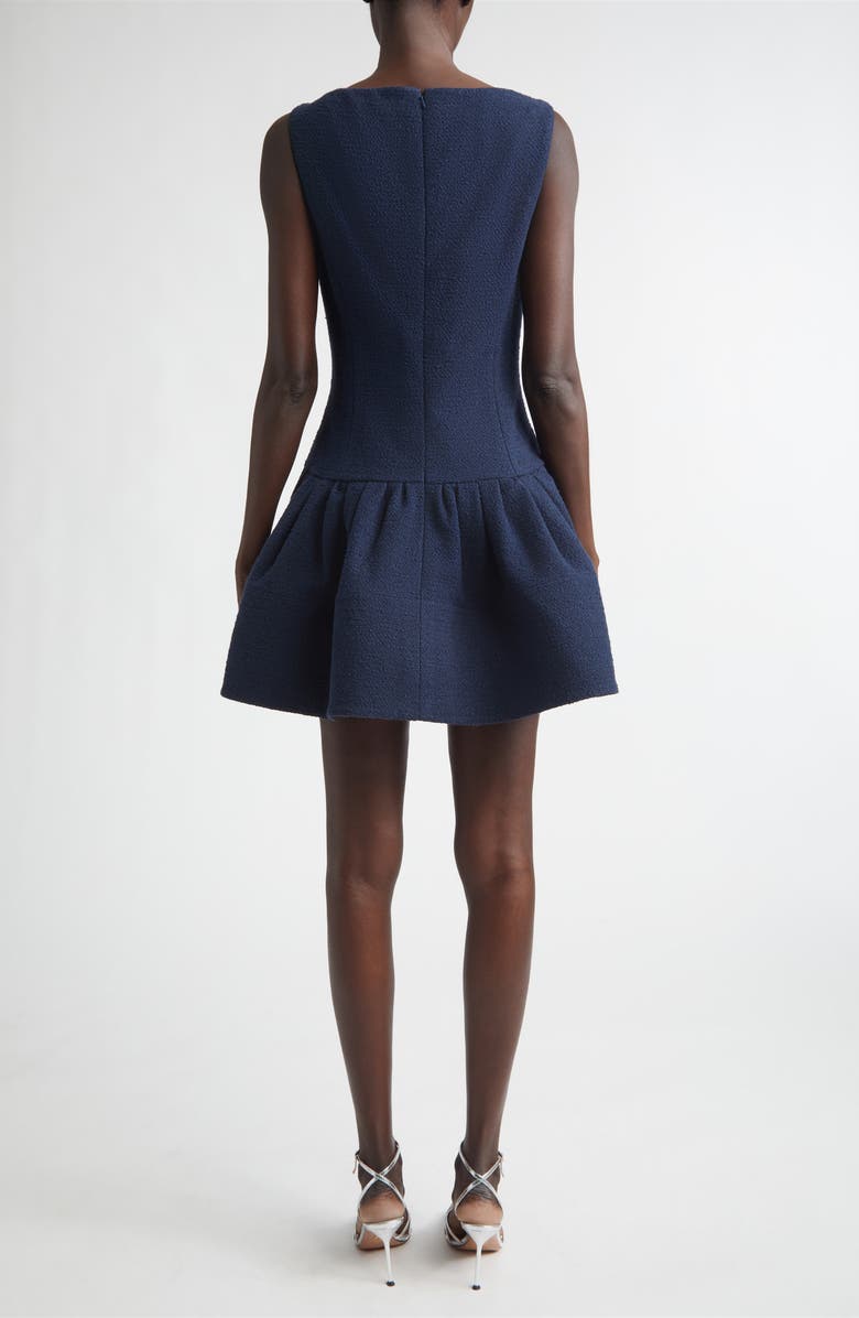 Oscar de la Renta Bubble Hem Tweed Minidress, Alternate, color, Navy