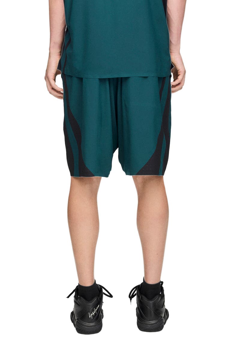 Mesh Panel Woven Shorts, Alternate, color, GREEN