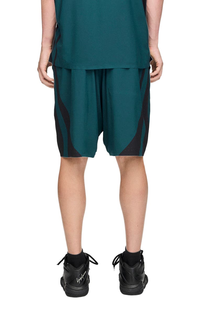 Y-3 Mesh Panel Woven Shorts, Alternate, color, Green