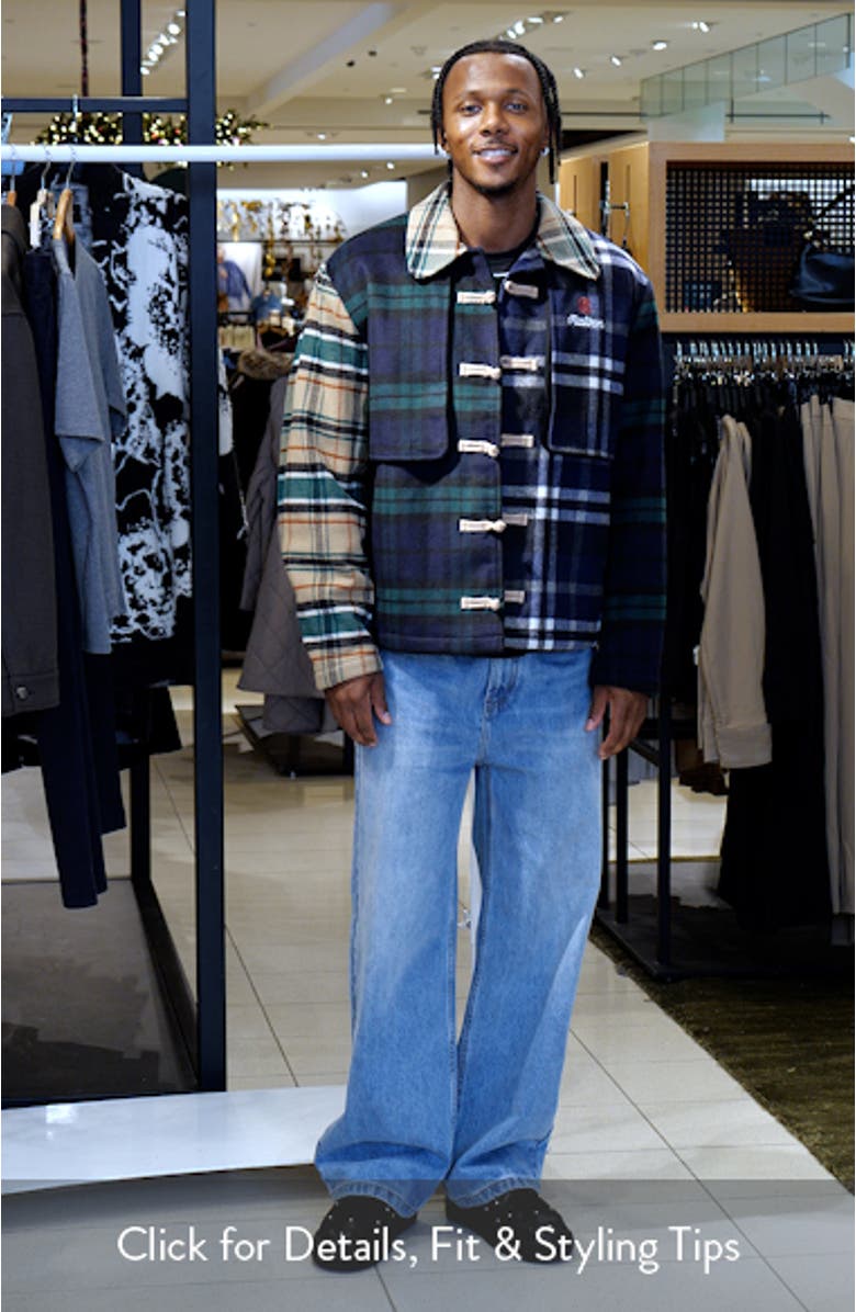 x CLOT Plaid Patchwork Wool Blend Flannel Jacket, sales video thumbnail