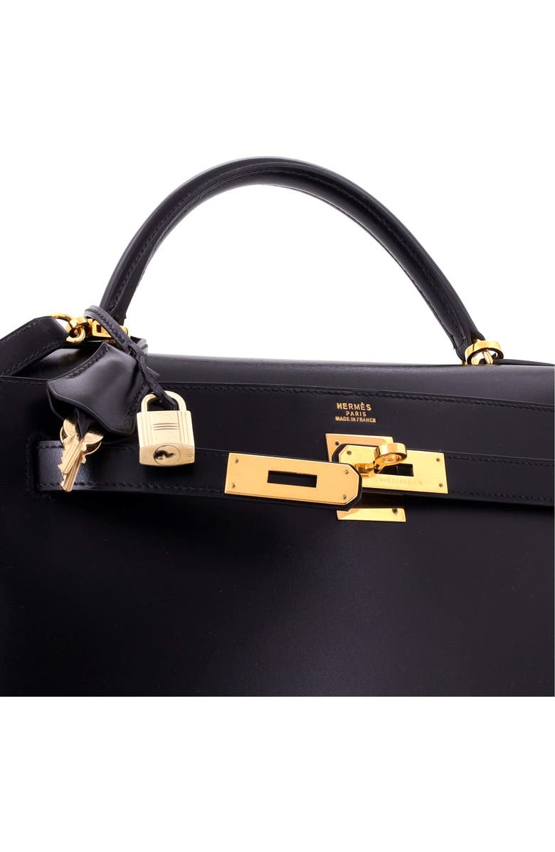 Pre-Owned Hermes Kelly Handbag Black Box Calf with Gold Hardware 32, Alternate, color, Noir