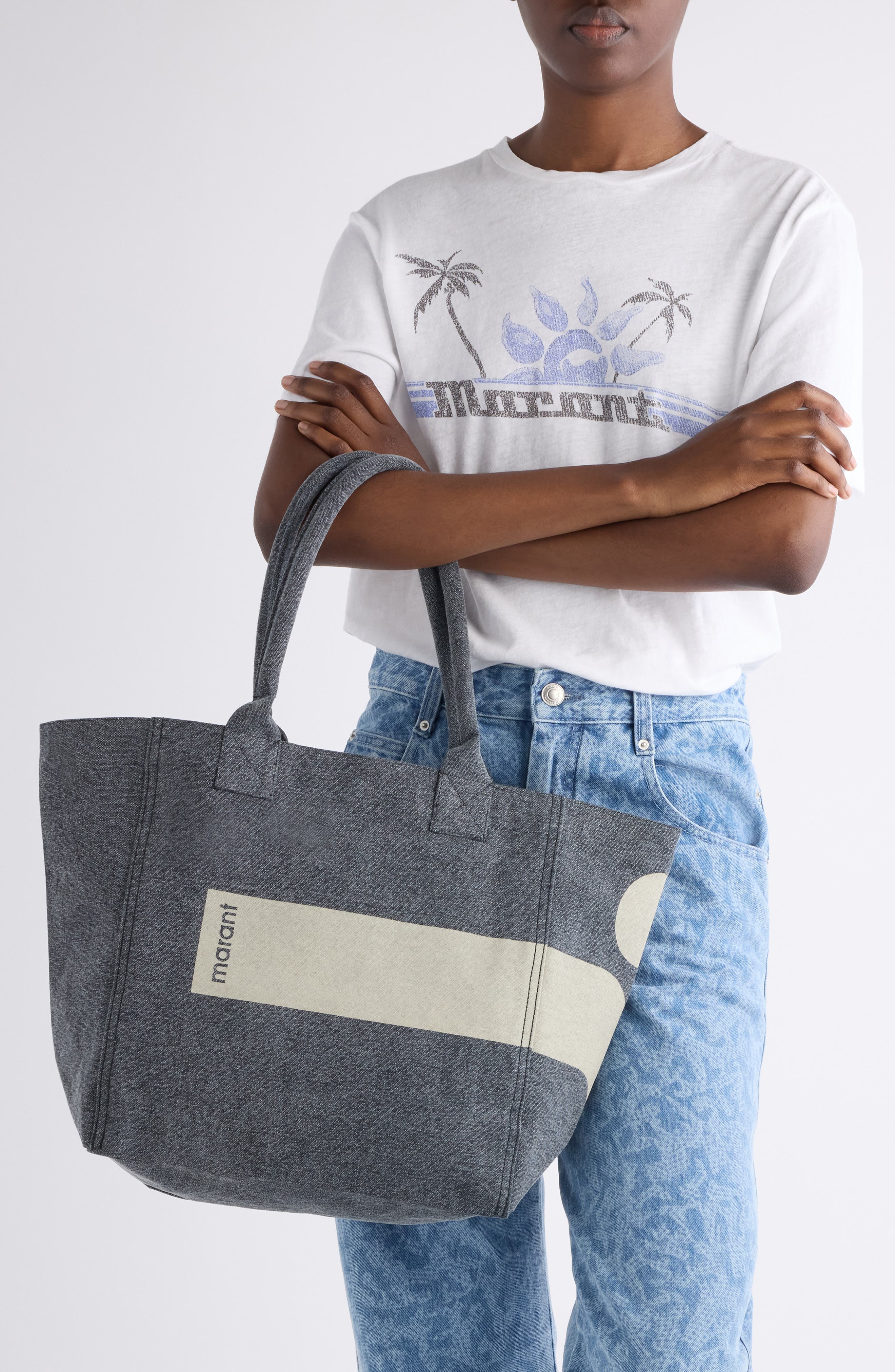 Isabel Marant Small Yenky Canvas Tote, Alternate, color, Faded Black