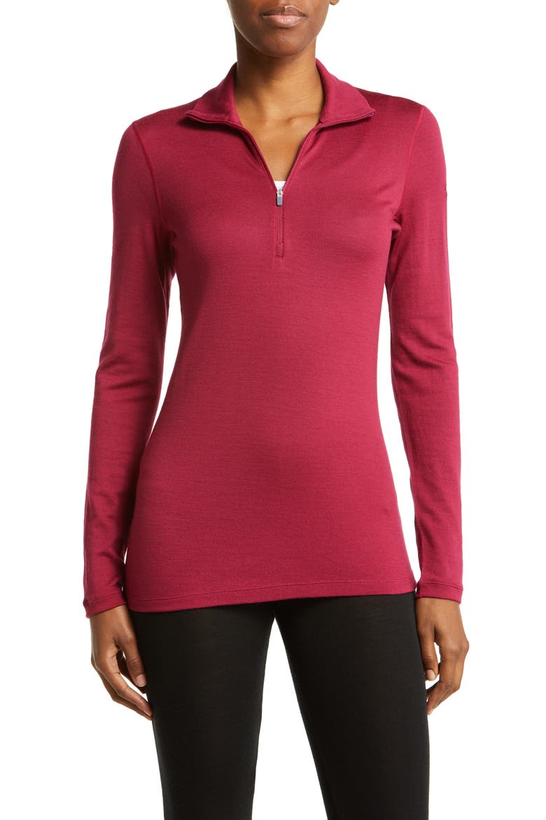 260 Tech Merino Wool Half Zip Base Layer Top, Main, color, CHERRY