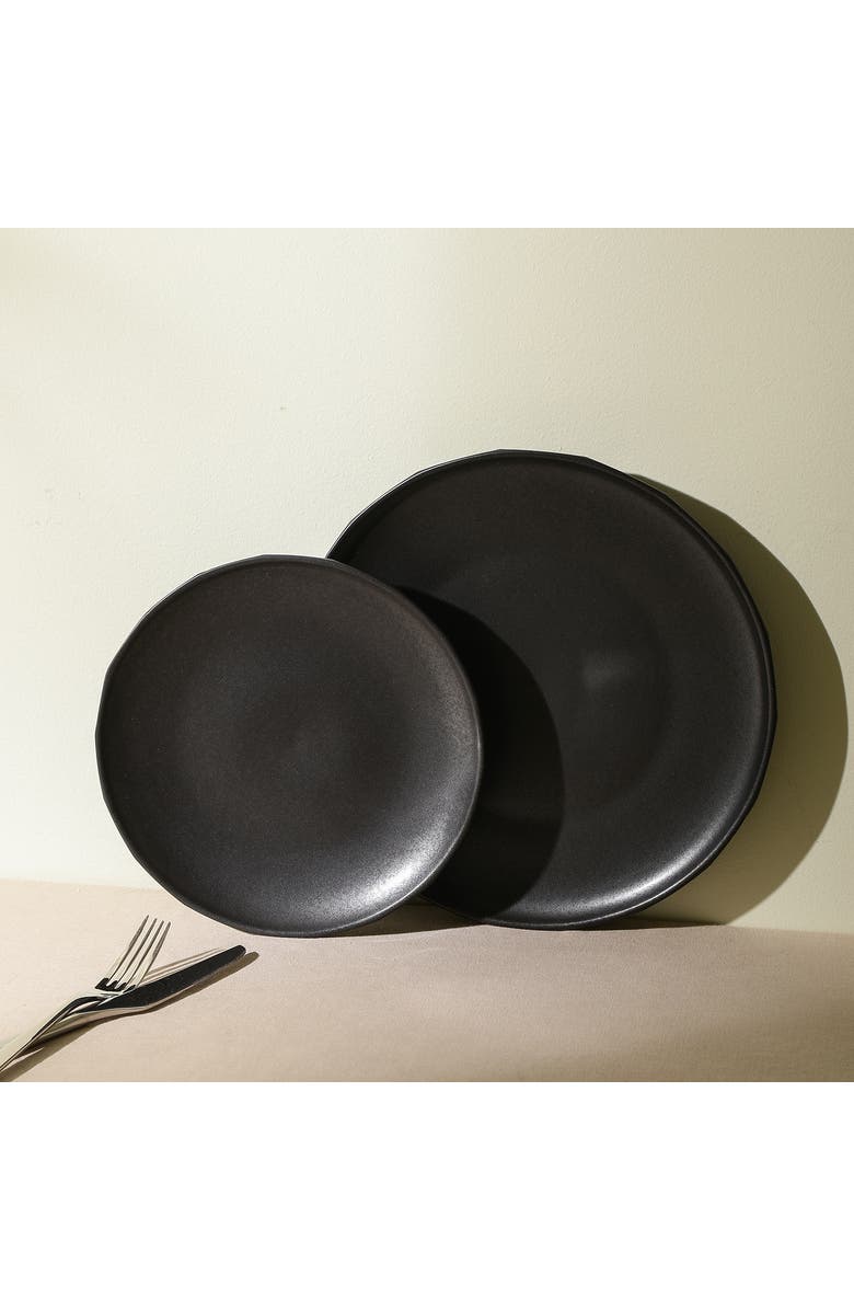 Stone Lain Rio Stoneware 4-Piece Dinner Plate Set, Alternate, color, Black