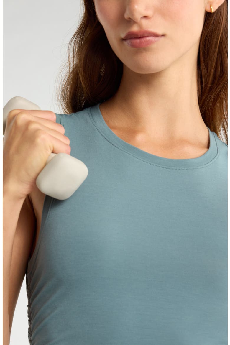 Breathe Ruched Tank, Alternate, color, TEAL DUSK