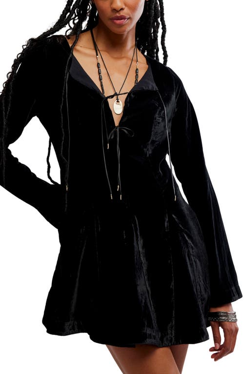 Free People Linney Velvet Minidress In Black