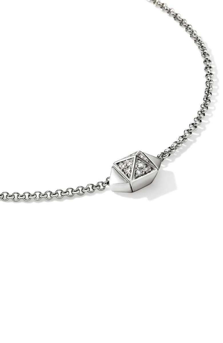 John Hardy Icon Stud Pavé Diamond Pendant Necklace, Alternate, color, Silver