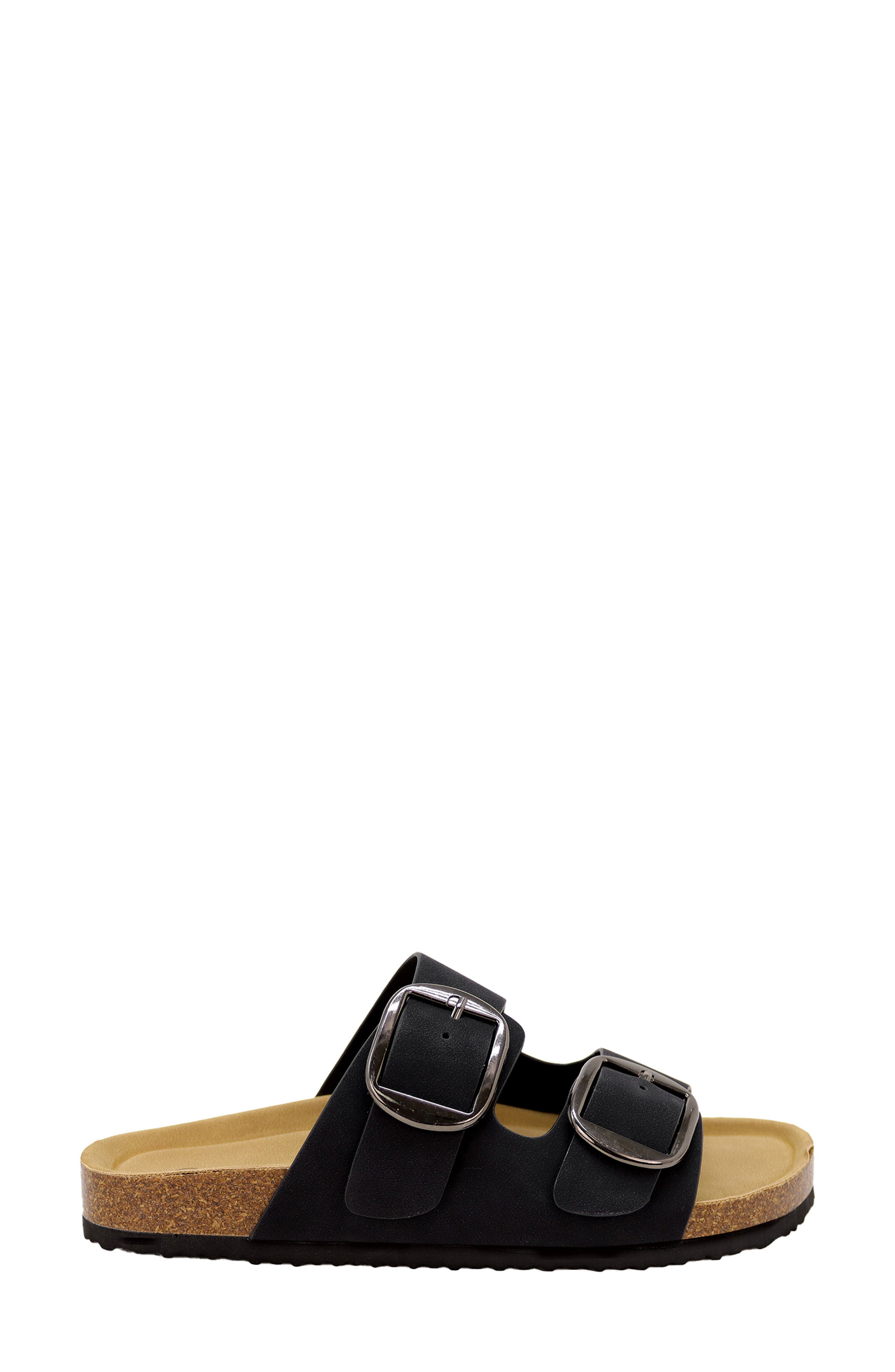 Seven7 <p>Griffin Faux Leather Double Strap Slide Sandal (Women)</p>, Alternate, color, Black