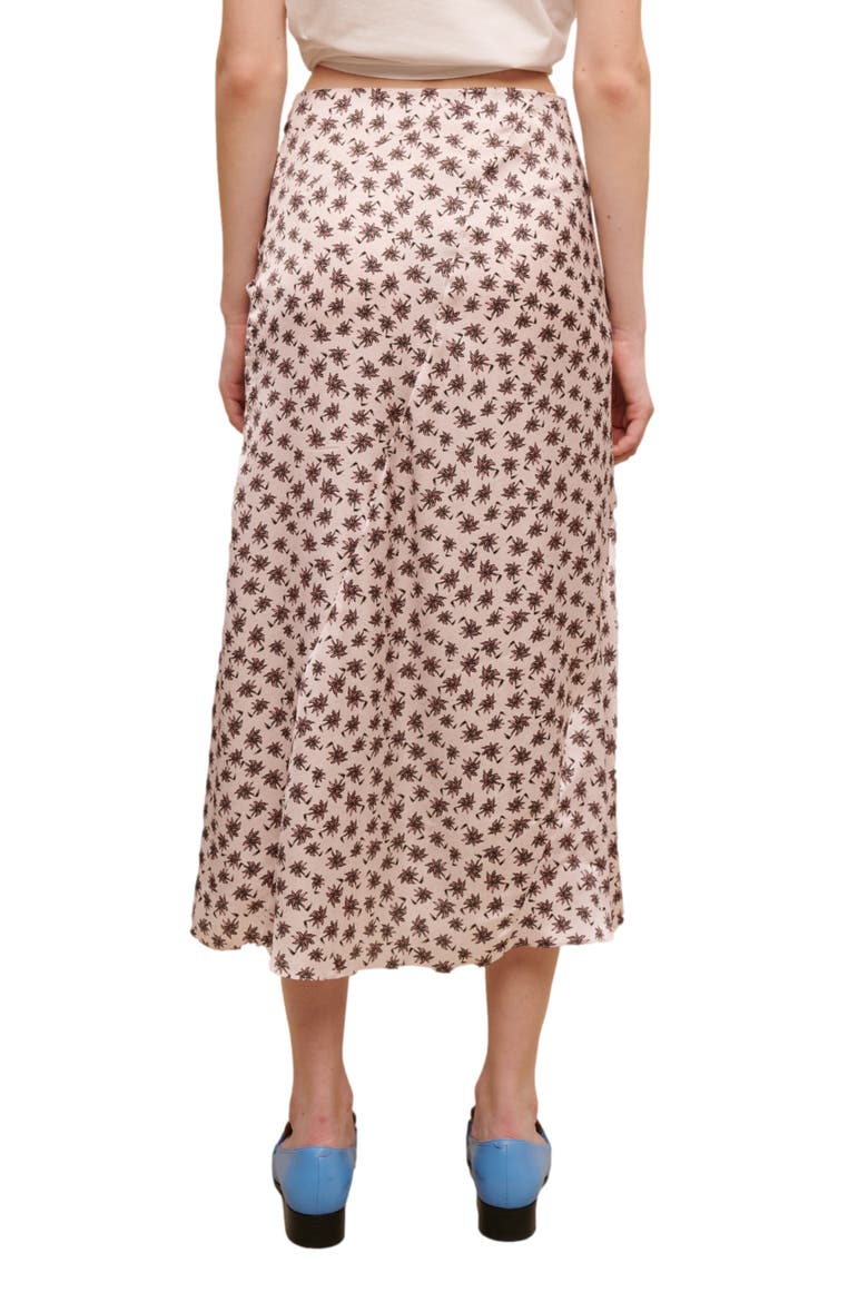 Jalita Palm Tree Print Ruched Satin Skirt, Alternate, color, IMPRIME MINI PALMIER ROSE