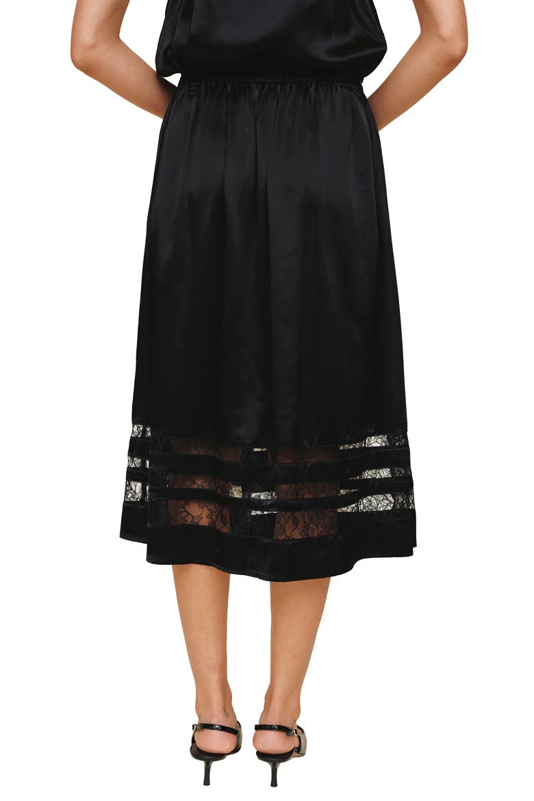 Lace Inset Midi Skirt, Alternate, color, BLACK