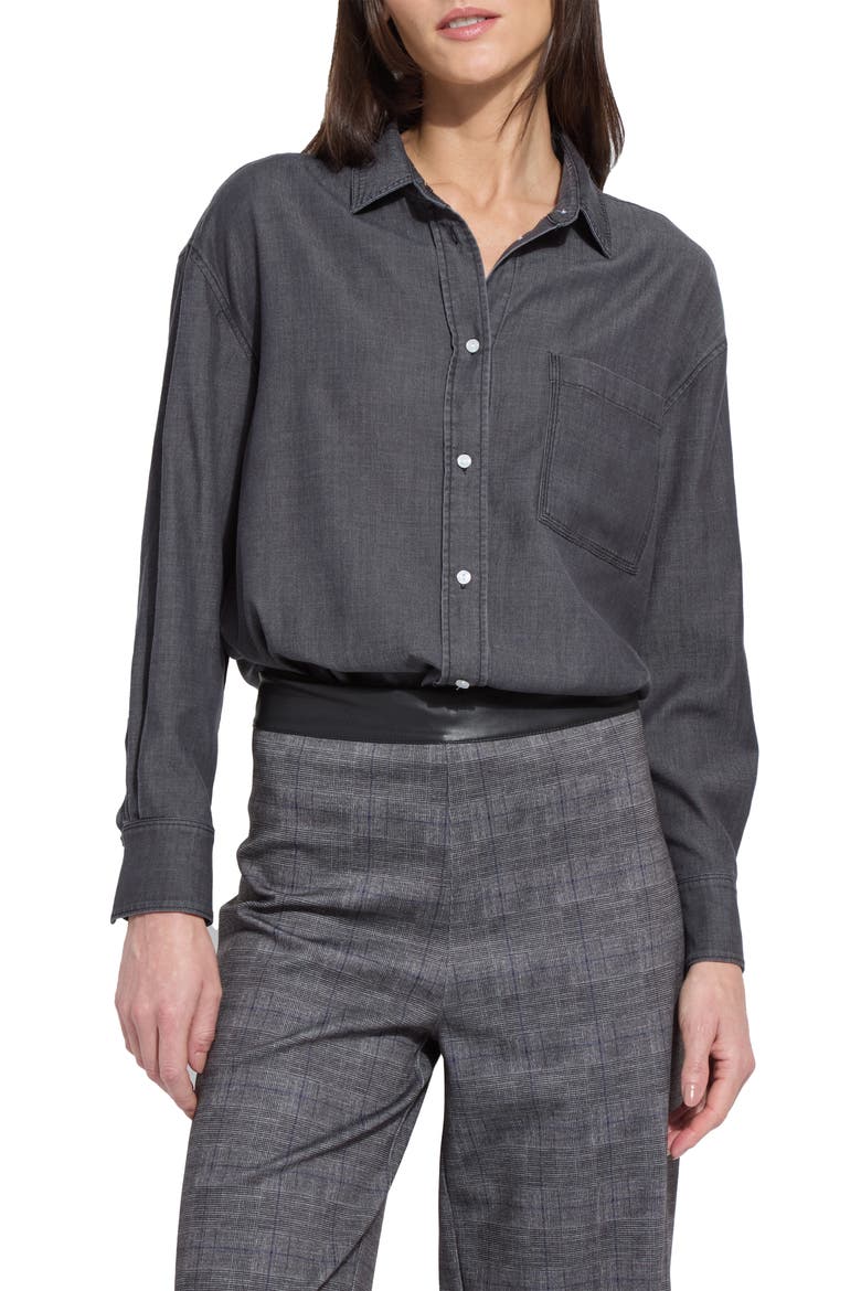 Lunette St. Chambray Button-Up Shirt, Main, color, WASHED BLACK