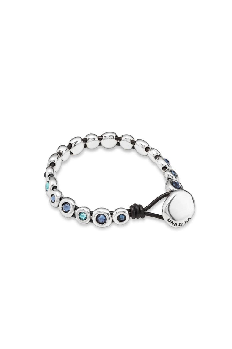 Leather Bracelet with Sterling Silver-Plated Beads, Alternate, color, Silver