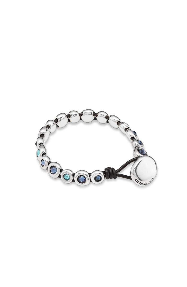 UNODE50 Leather bracelet with sterling silver-plated beads, Alternate, color, Silver
