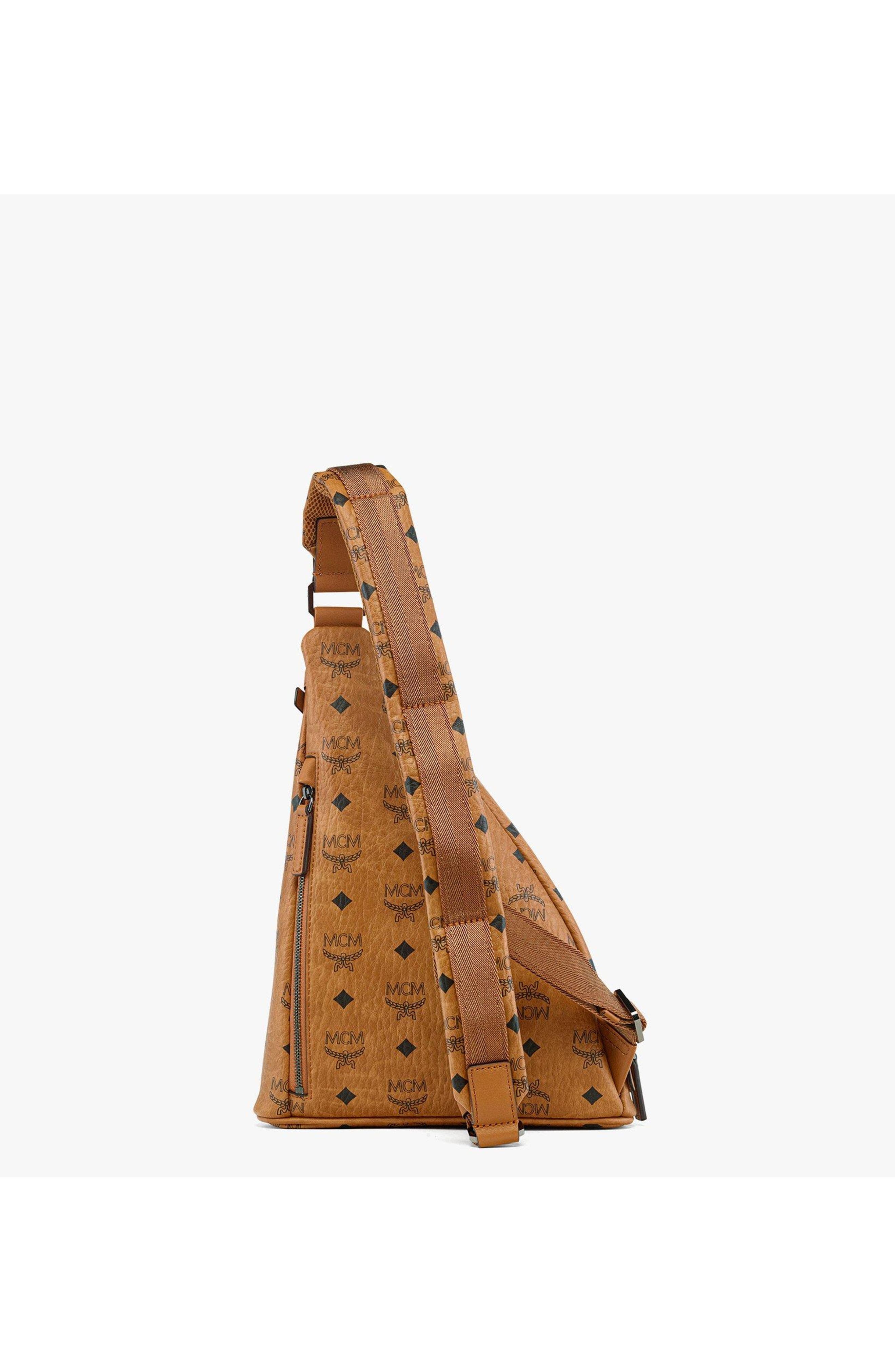 MCM Aren Sling in Visetos, Alternate, color, Brown