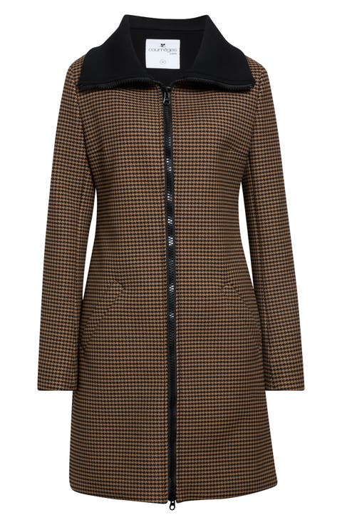 High Collar Houndstooth Coat