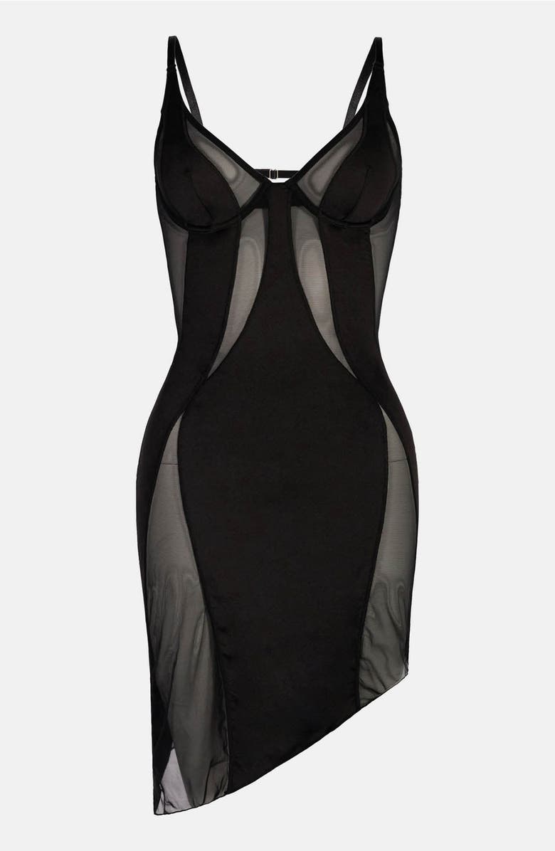 OW Collection Swirl Mini Dress, Alternate, color, Black