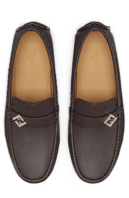 Fendi Ff-detail Leather Loafers In Brown
