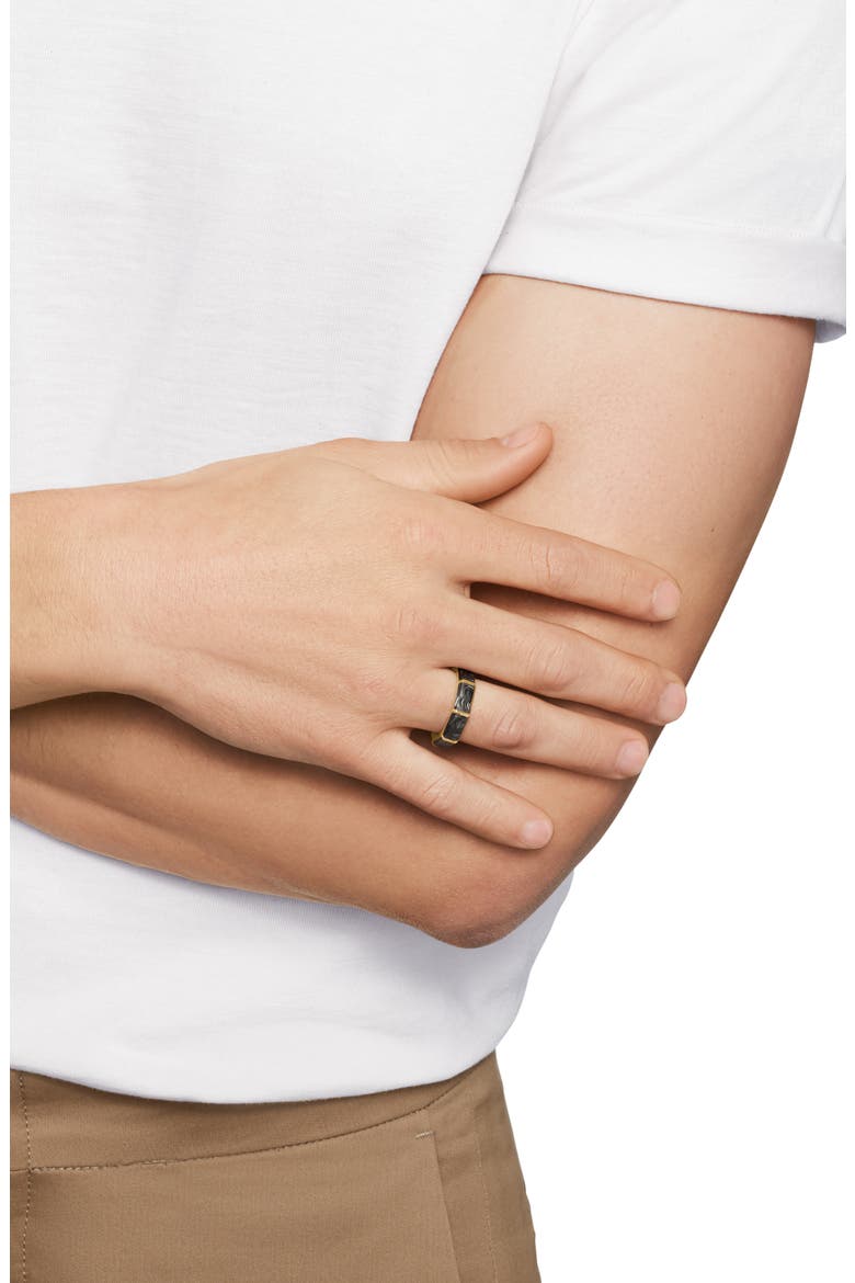 Forged Carbon Faceted Band Ring with 18K Yellow Gold, Alternate, color, YELLOW GOLD