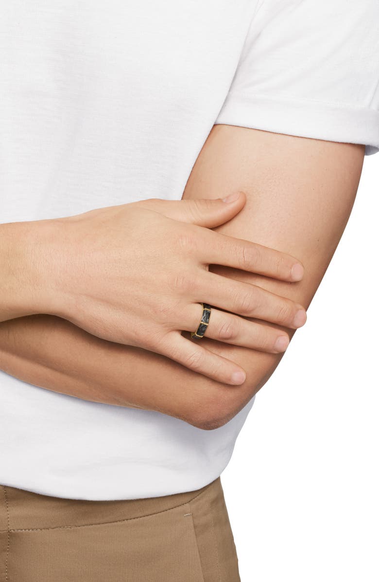 David Yurman Forged Carbon Faceted Band Ring with 18K Yellow Gold, Alternate, color, Yellow Gold