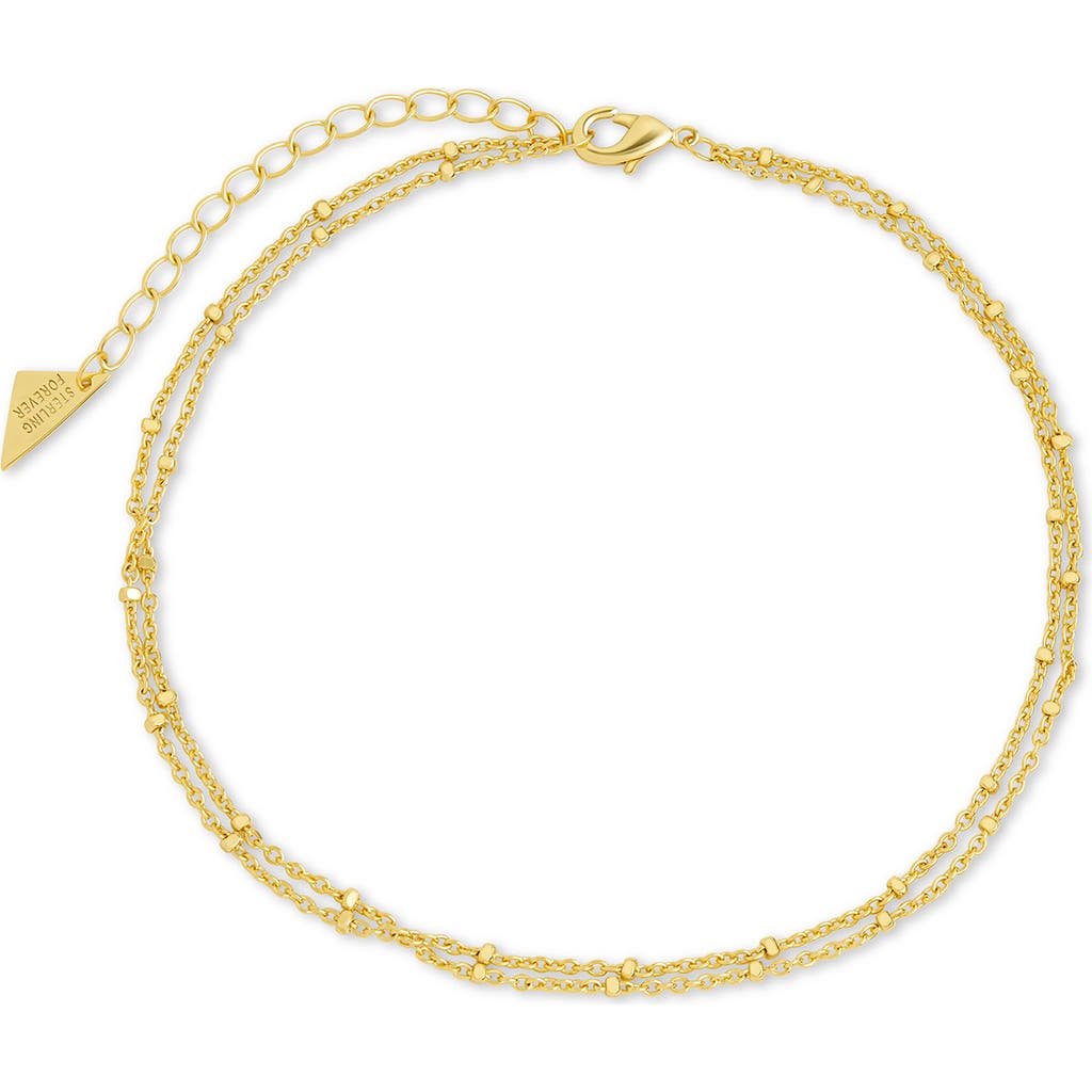 Sterling Forever Alison Layered Chain Anklet In Gold