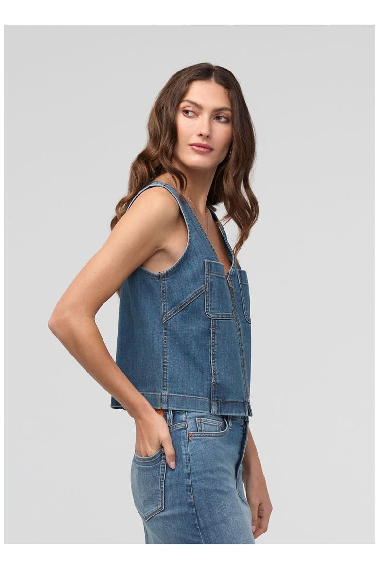 Performance Denim Zip Front Vest, Alternate, color, Blue-Ash