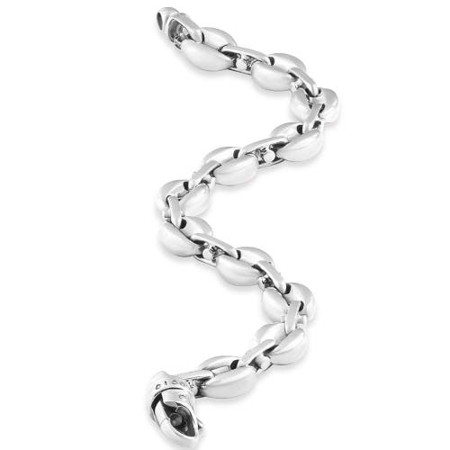 Bliss Diamond Designed 47 Gram Solid Silver Bracelet 8.5" In Silver