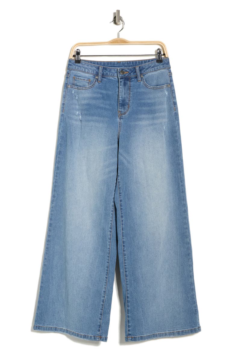 Destructed High Waist Baggy Wide Leg Jeans, Alternate, color, MEDIUM WASH