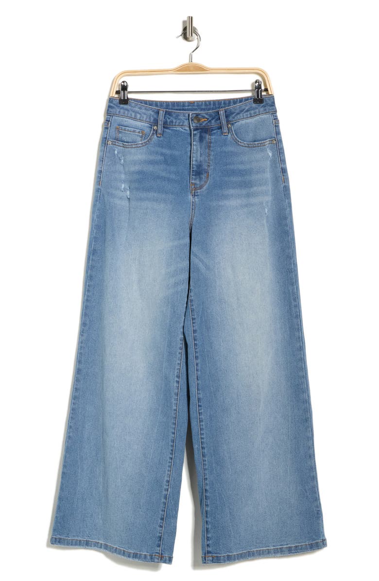 Vigoss Destructed High Waist Baggy Wide Leg Jeans, Alternate, color, Medium Wash