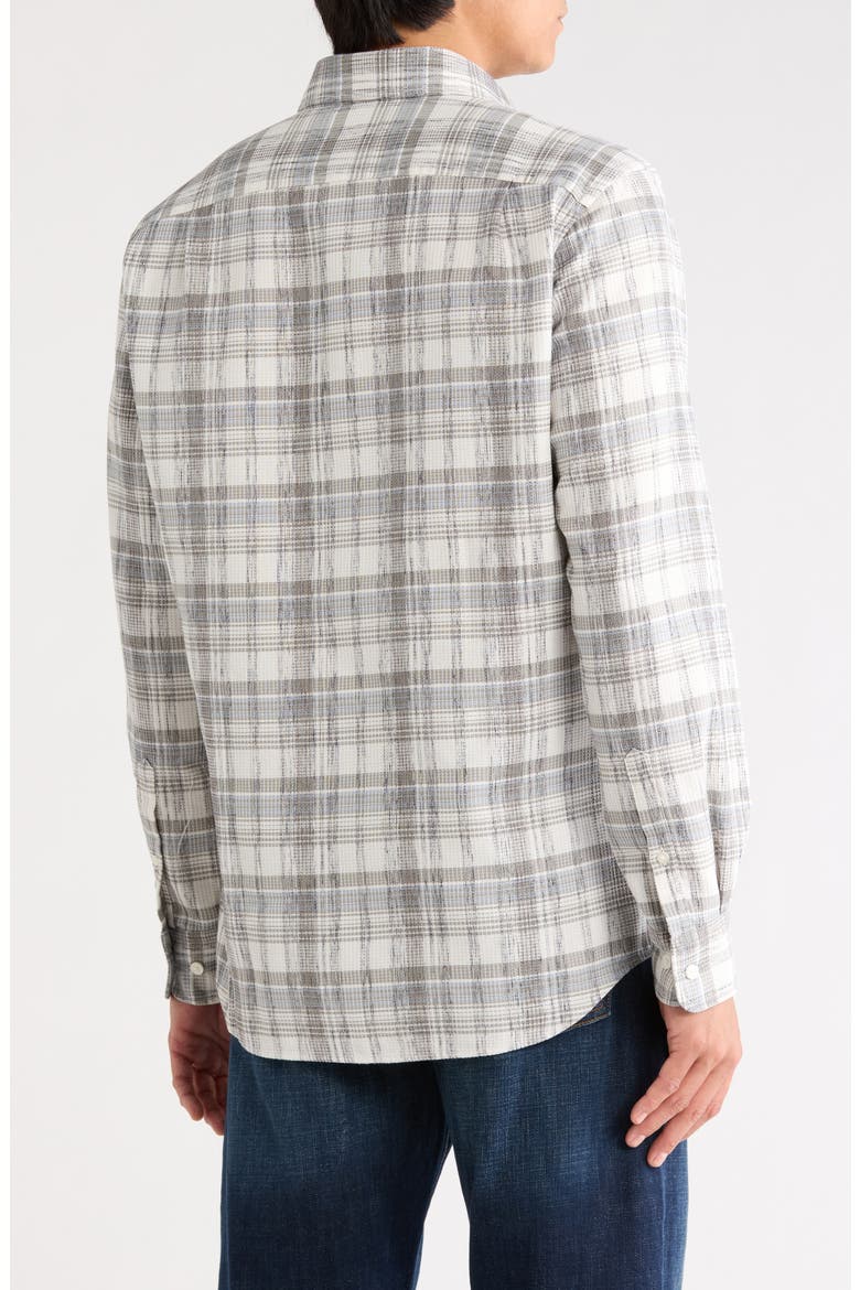 Yarn Dyed Plaid Sports Fit Cotton Button-Up Shirt, Alternate, color, STONE