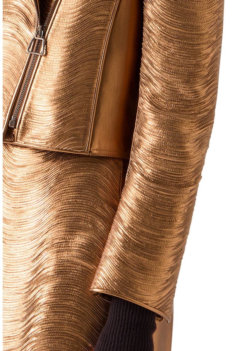 Lambskin Nappa Leather Moto Jacket, Alternate, color, GOLD