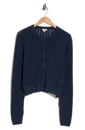 Cami Nyc Lillibeth Pointelle Stitch Cotton Cardigan In Moody Blue