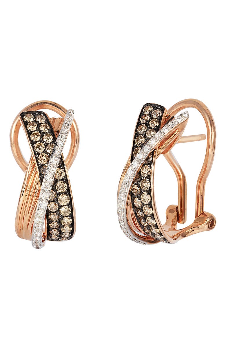 EFFY 14K Rose Gold Brown Diamond Hoop Earrings - 0.73ct., Alternate, color, 
