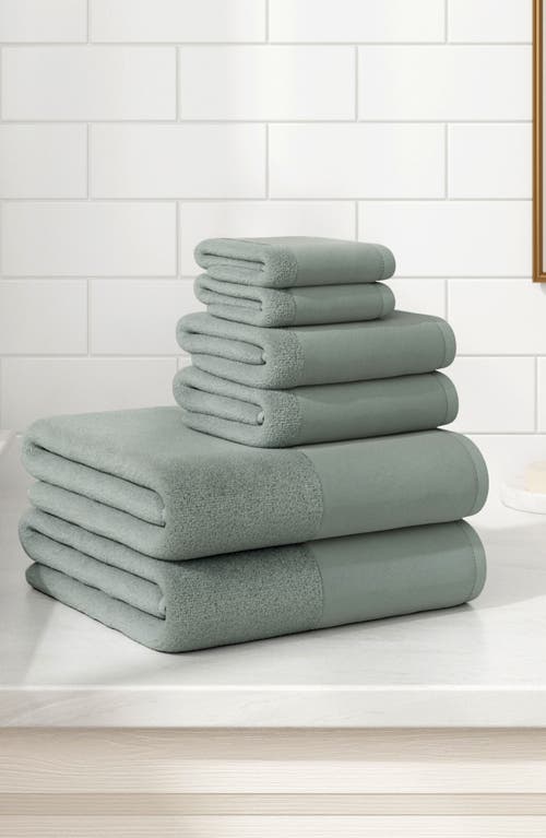 Woven & Weft Border 6-piece Cotton Towel Set In Green