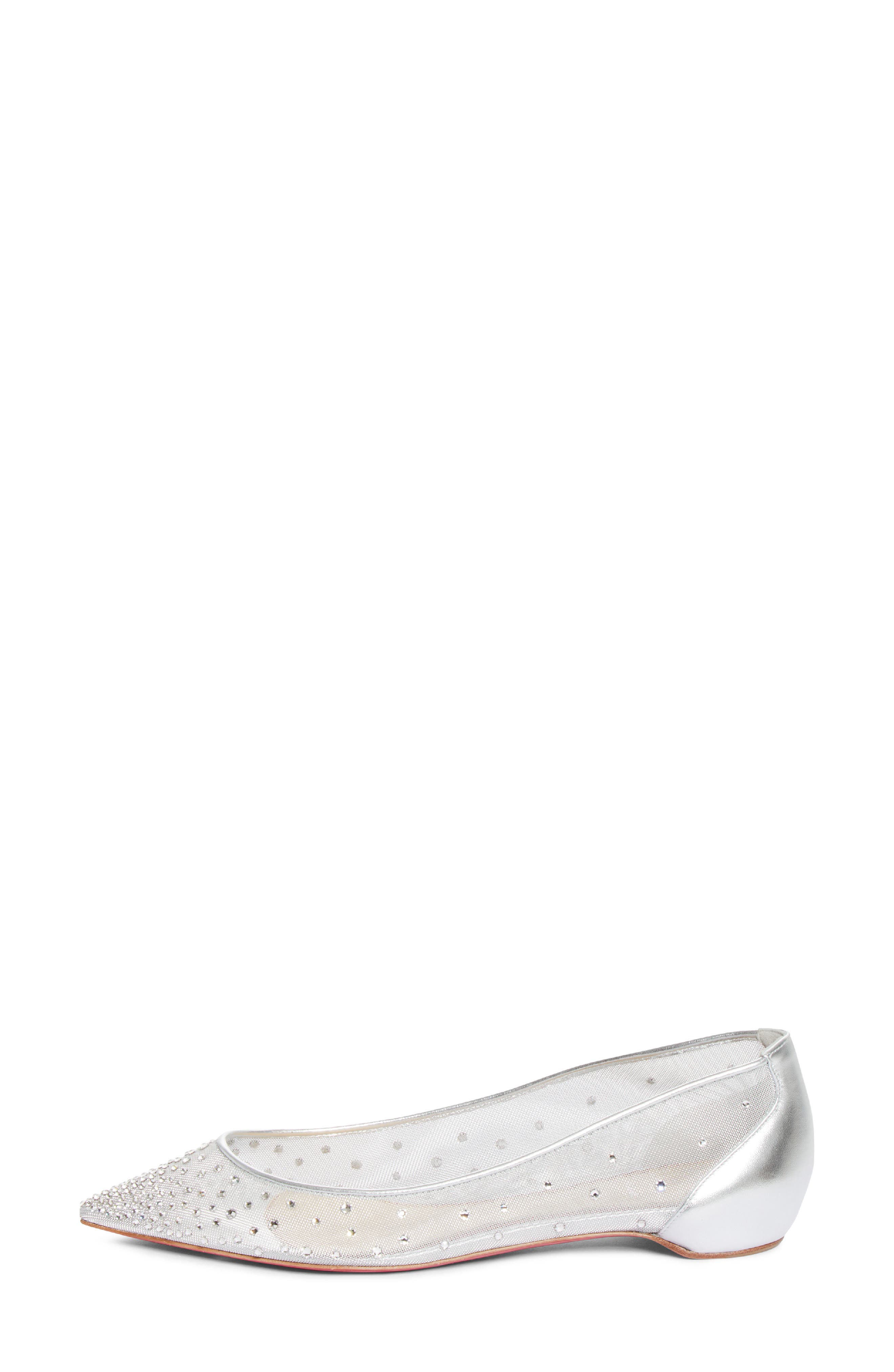 La Pigaletta Follies Strass Pointed Toe Flat, Alternate, color, CN1H VERSION SILVER