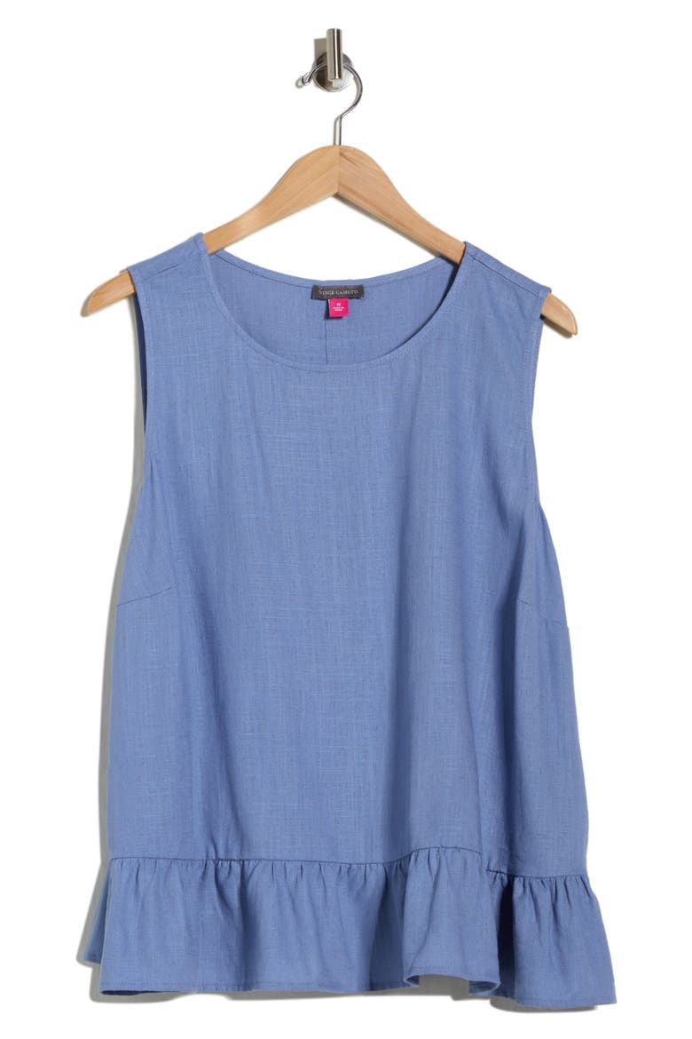 Sleeveless Peplum Top, Alternate, color, CADET BLUE
