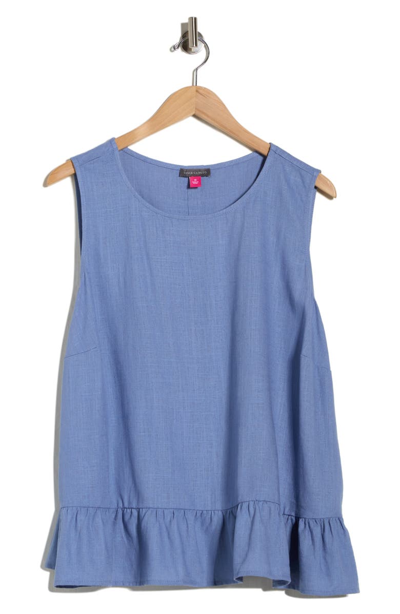 Vince Camuto Sleeveless Peplum Top, Alternate, color, Cadet Blue