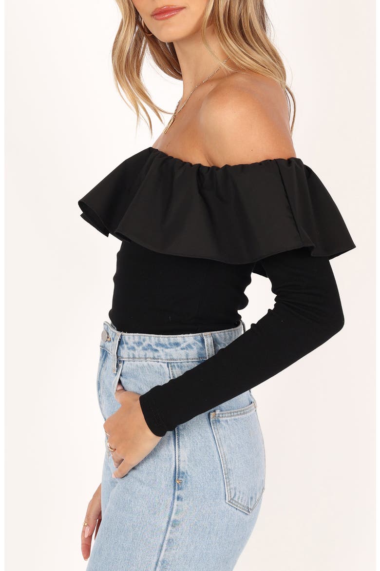 Cloe Popover Off the Shoulder Top, Alternate, color, BLACK