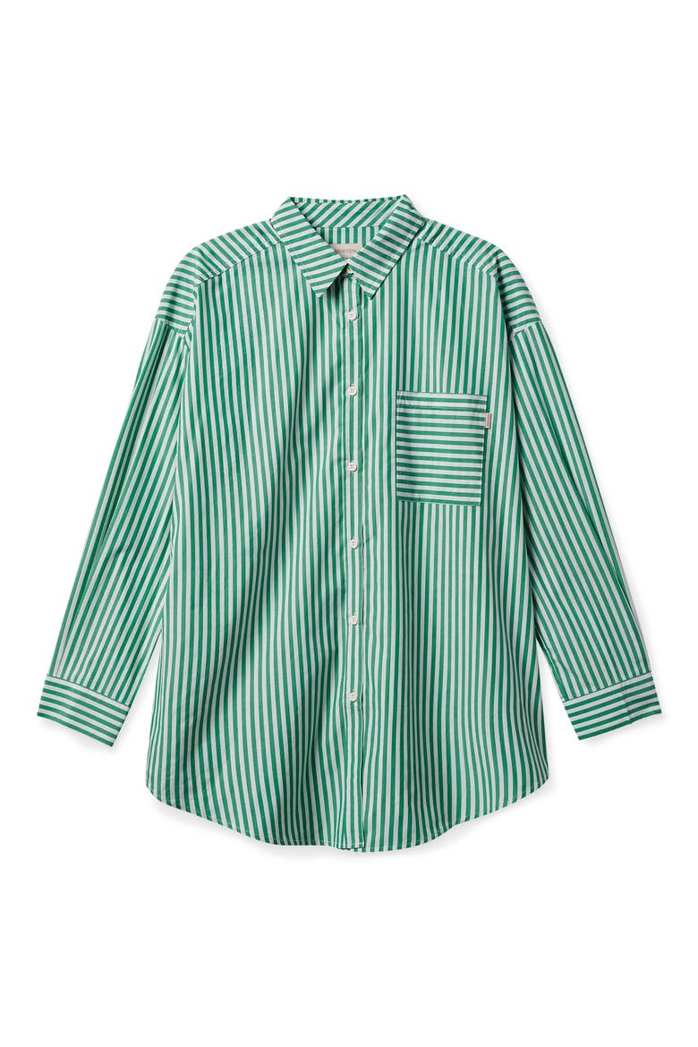 Sidney Stripe Oversize Cotton Shirt, Main, color, LEPRECHAUN