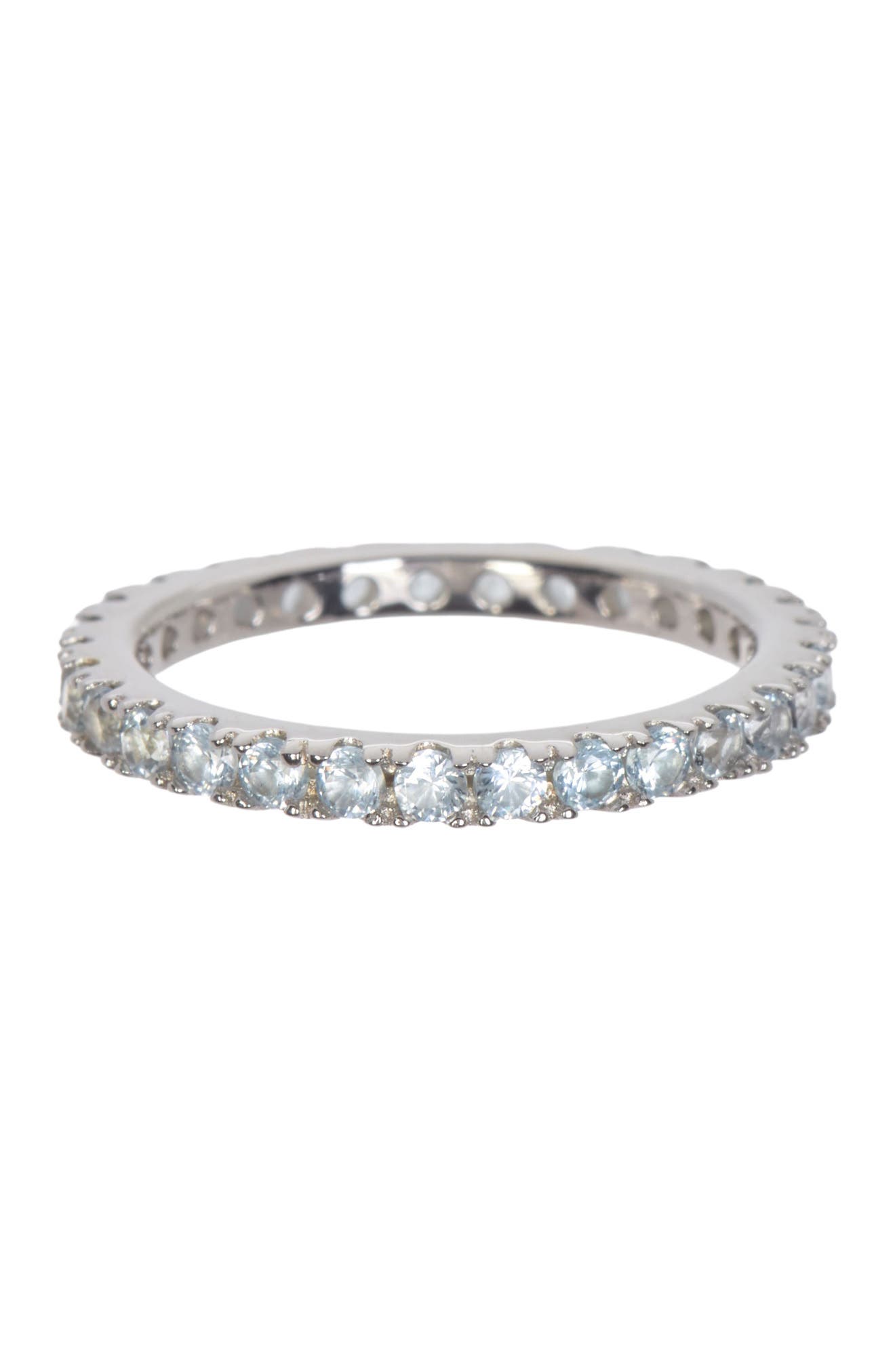 SUZY LEVIAN Sterling Silver Aqua CZ Eternity Band Ring