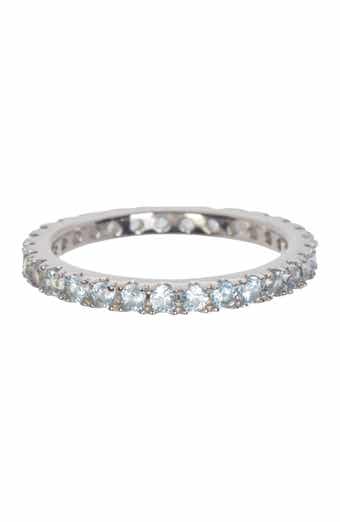 SUZY LEVIAN Sterling Silver Aqua CZ Eternity Band Ring