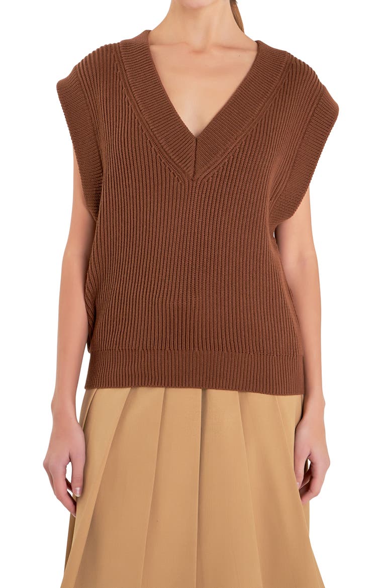 Throw On Sweater Vest, Alternate, color, CHOCOLATE