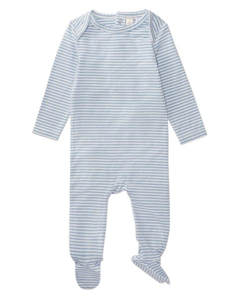 Kid's Striped Cotton/Modal Shoulder-Flap Footie