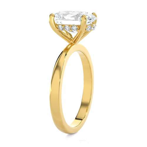 Bliss Diamond Certified 3.10ct Oval Diamond Hidden Halo Engagement Ring In Gold