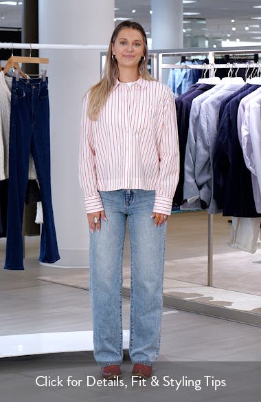 Caslon® Long Sleeve Drop Hem Button-Up Shirt (Women) | Nordstromrack