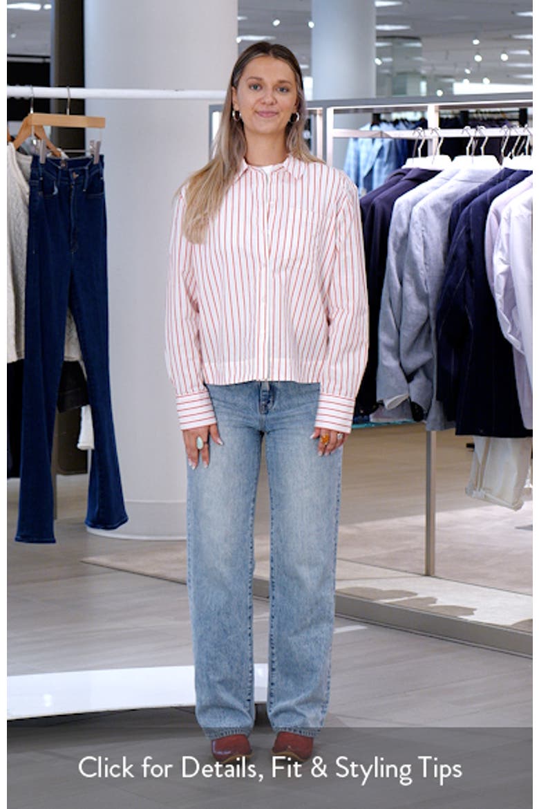 Long Sleeve Drop Hem Button-Up Shirt video