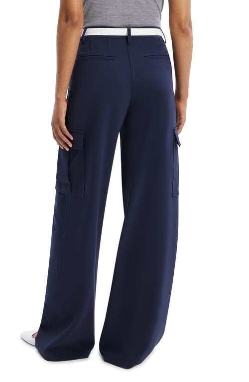 Shop Theory Admir Wide Leg Cargo Pants In Nocturne Navy